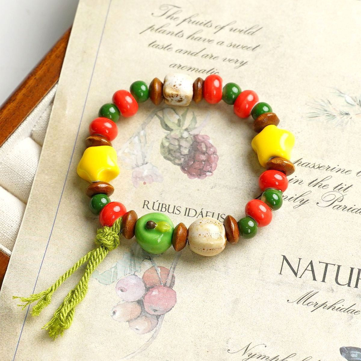 Cute Style Fresh Safe Christmas Ceramic Apple Paradise Couple Bracelet