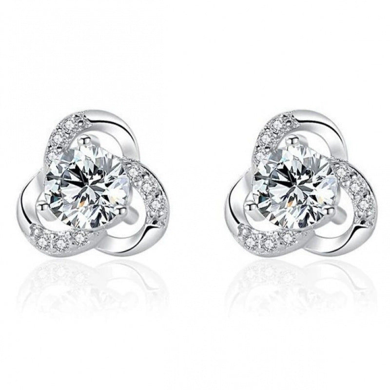 Zircon Sier Needle Love Moissanite Simulation Geometric Earrings