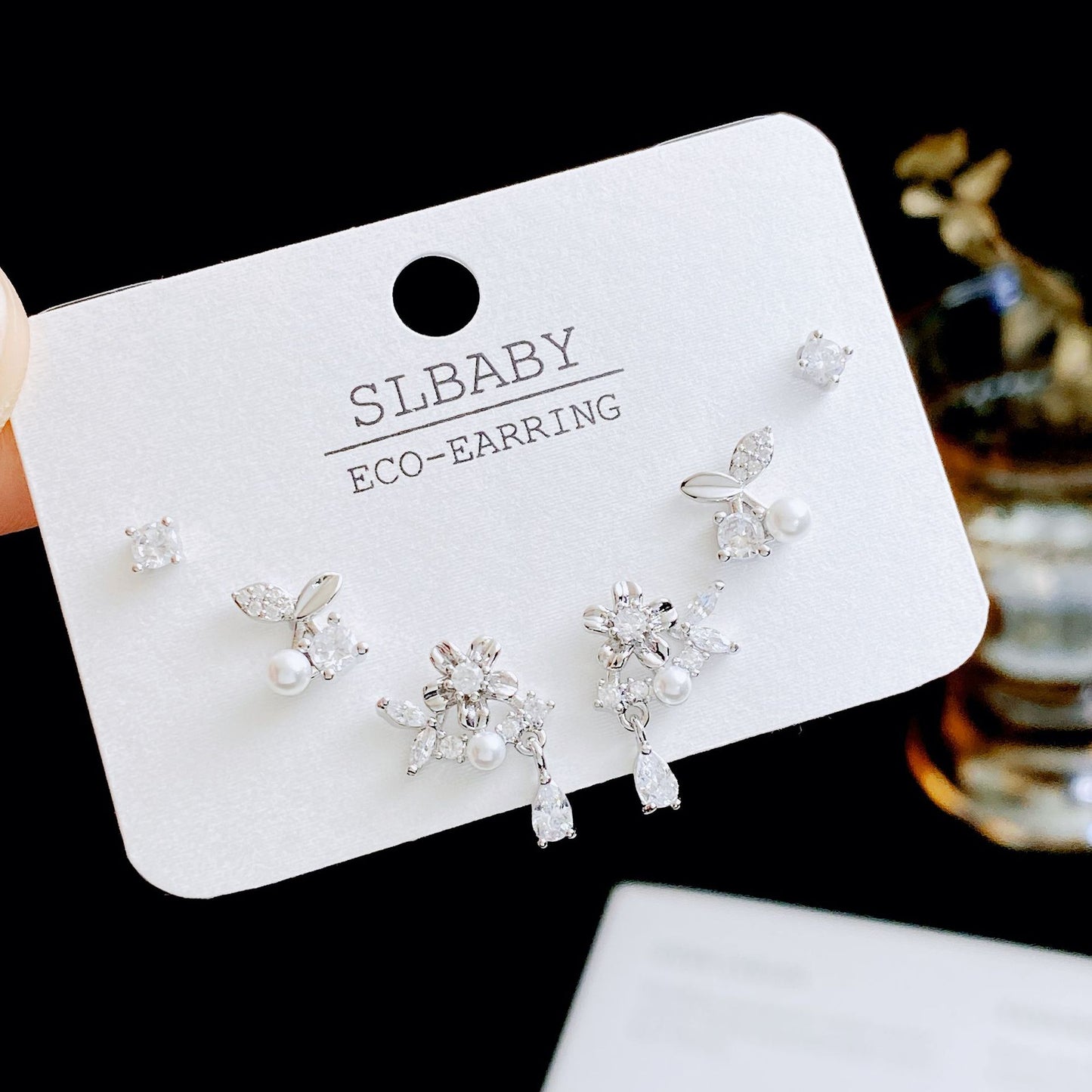 Women's Needle Simple Series Three Pairs Storage Ear Rings
