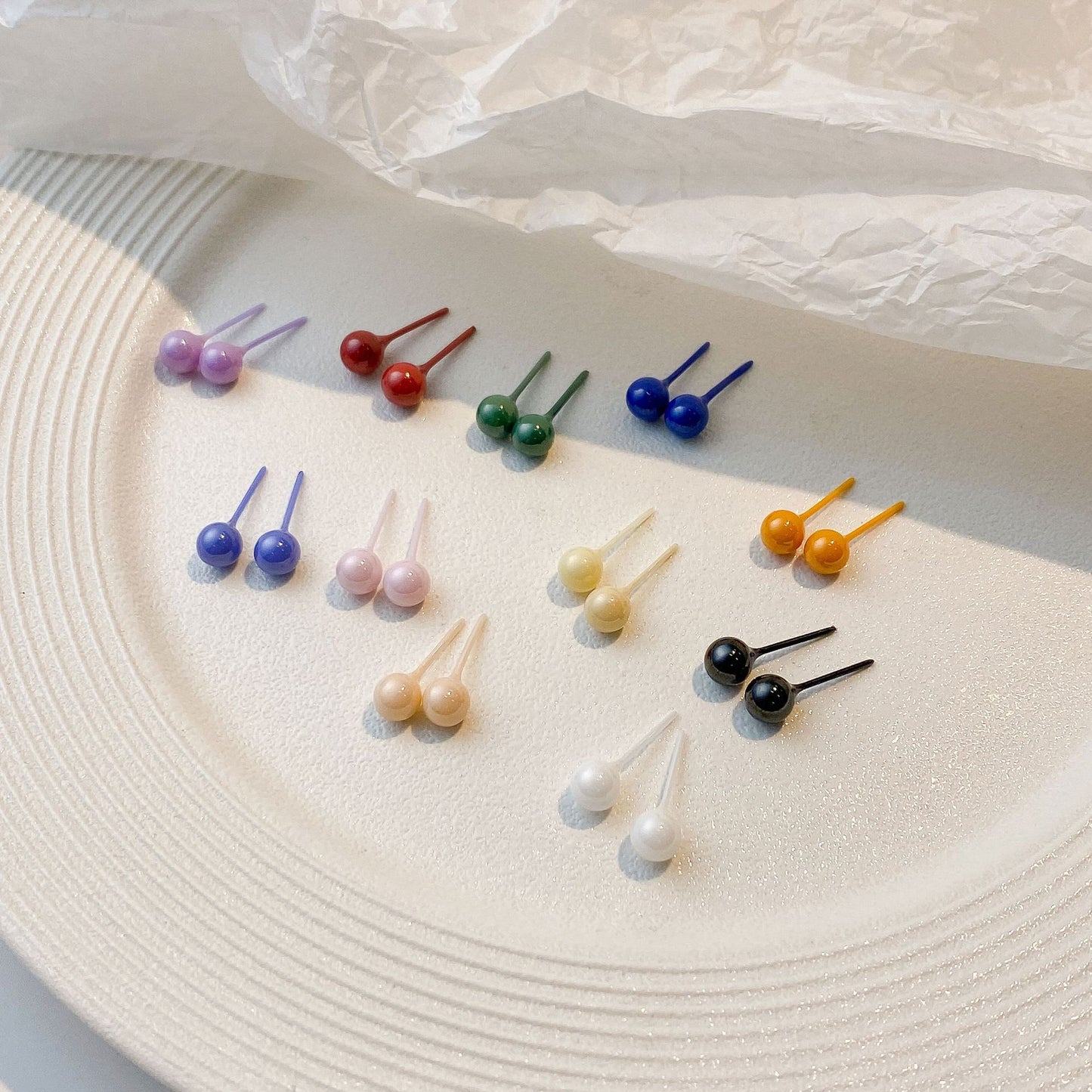 Women's & Men's Ear Bone Color Ceramic Bar Sleeping No Need Stud Earrings