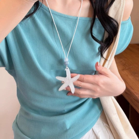 Women's Color Shell Starfish Beaded For Beach Vacation Niche Design Sweet Necklace