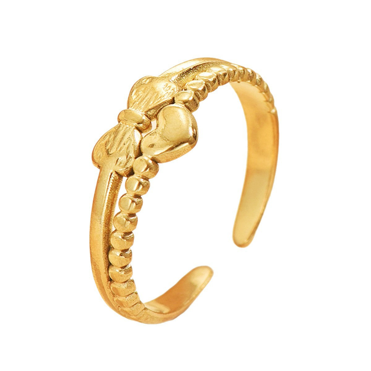 Sweet College Style Bow Twin Cute Ring
