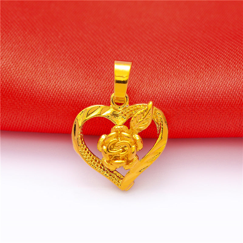 Women's Brass Gold Plated Alluvial Small Love Pendants