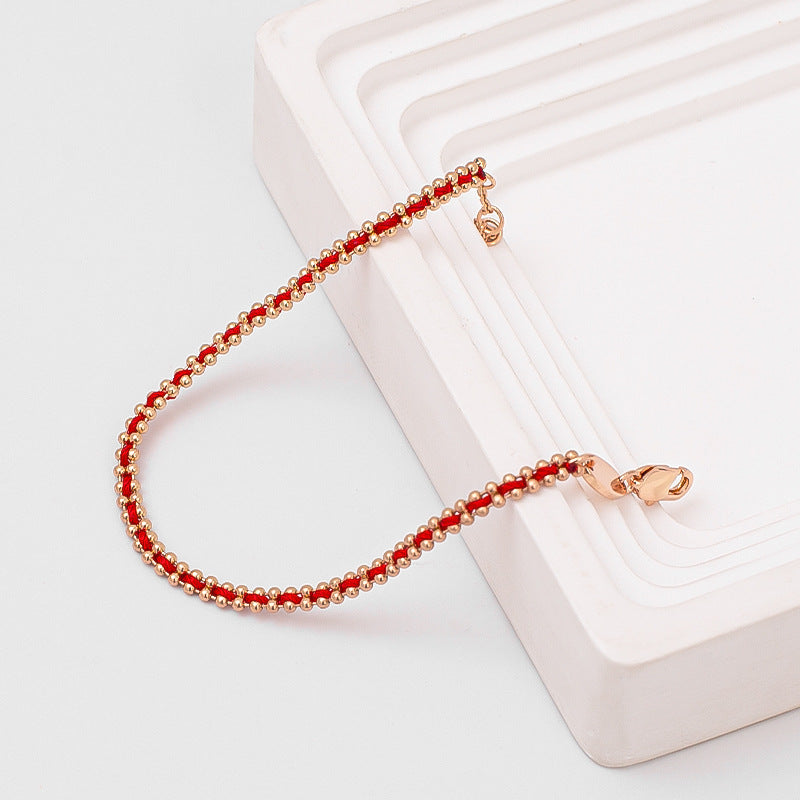 Design Red Rope Light Luxury Rose Gold Bracelets