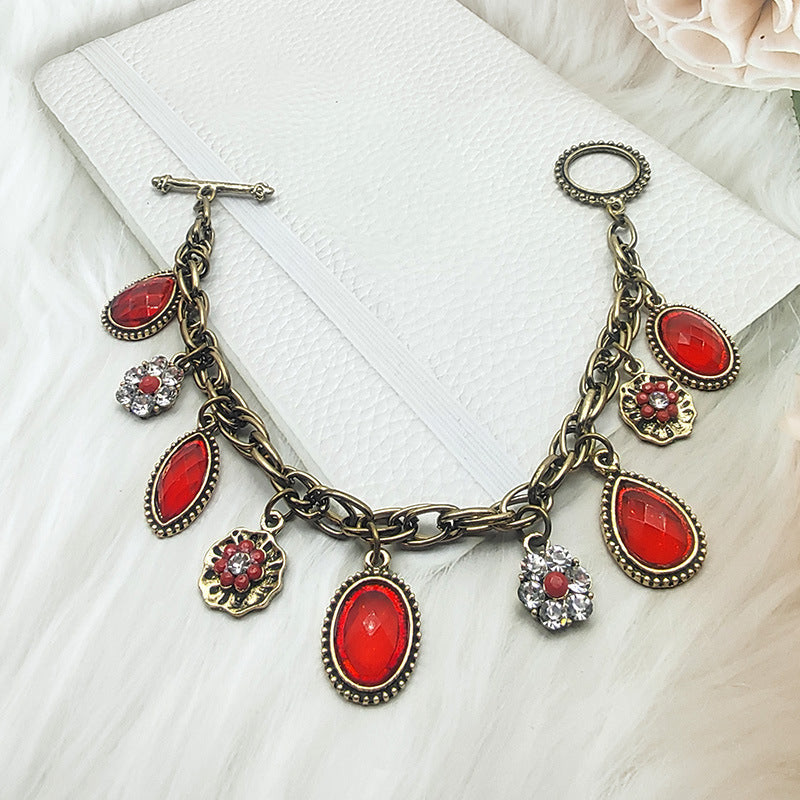 Hand Retro Imitation Ruby Fashion Element Bracelet