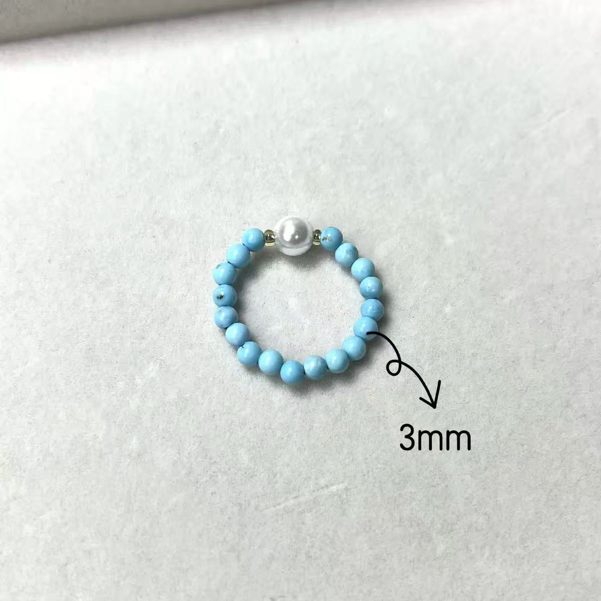 Style Vintage Turquoise Agate Bead Design Light Luxury Pearl Tiger Rings