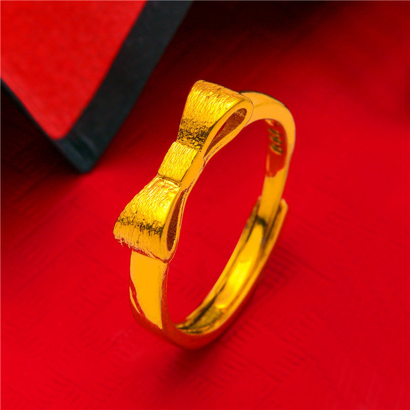 Women's & Men's Copper Coin Plated Emperor Open Argent Pur Hundred Word Index Rings