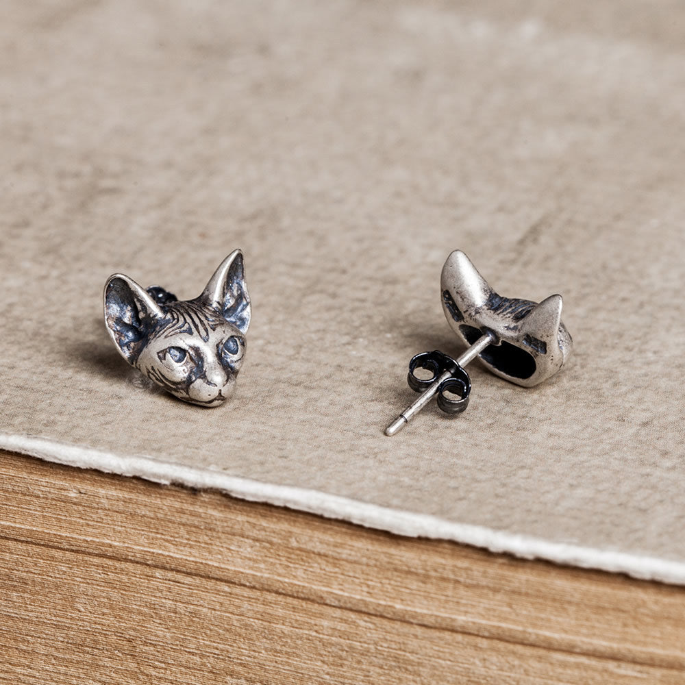 Women's & Men's Night Sterling Sier Kitten Ear Cat Earrings