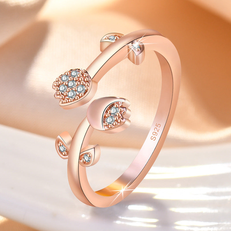 Tulip Female Light Luxury French Romantic Rings