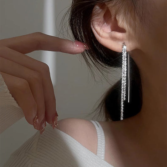 Women's Sparkling Tassel Summer Super Shiny Starry Sky Light Luxury Ear Line