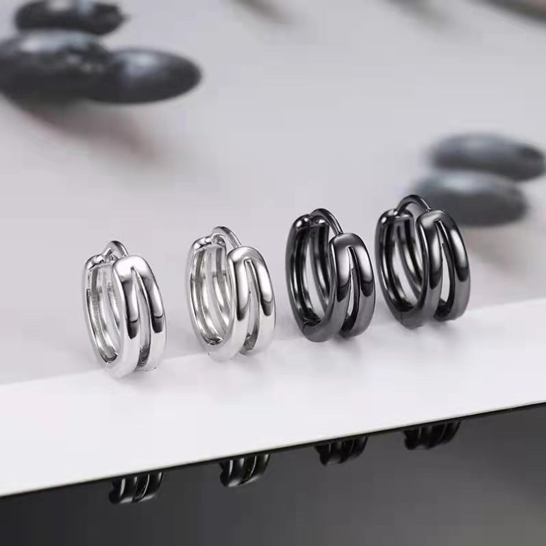 Men's Double Clip Trendy Personalized Cold Style Pu Ear Buckle