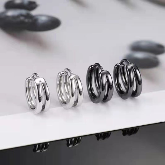 Men's Double Clip Trendy Personalized Cold Style Pu Ear Buckle
