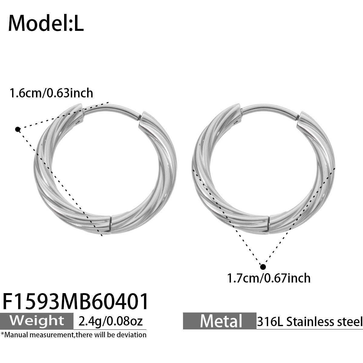 Stainless Steel Round Gold Twist Minimalist High-grade Earrings