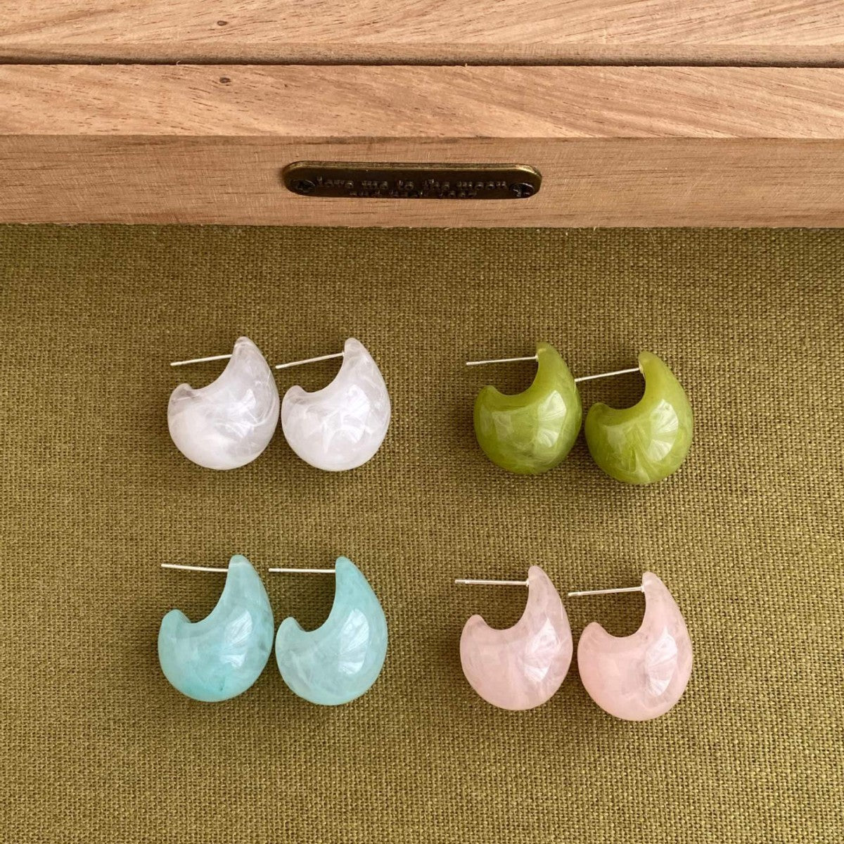 Colorful Fresh Jelly Ear Square Round Face Holiday Stud Earrings