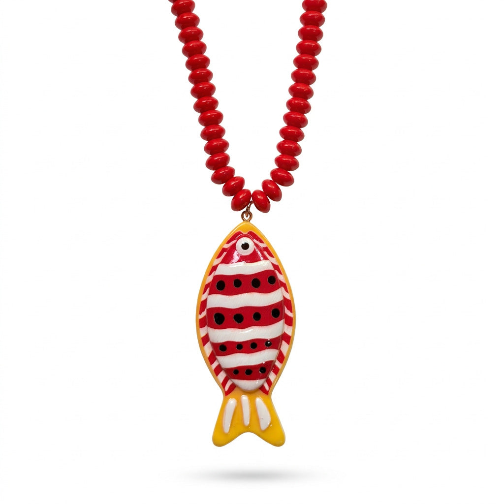 Women's Summer Exaggerated Beach Handmade Small Fish Beaded Colorful Necklaces