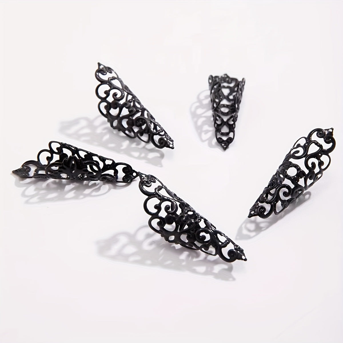 Hollow Pattern Tapered Fingernail Metal Female Rings