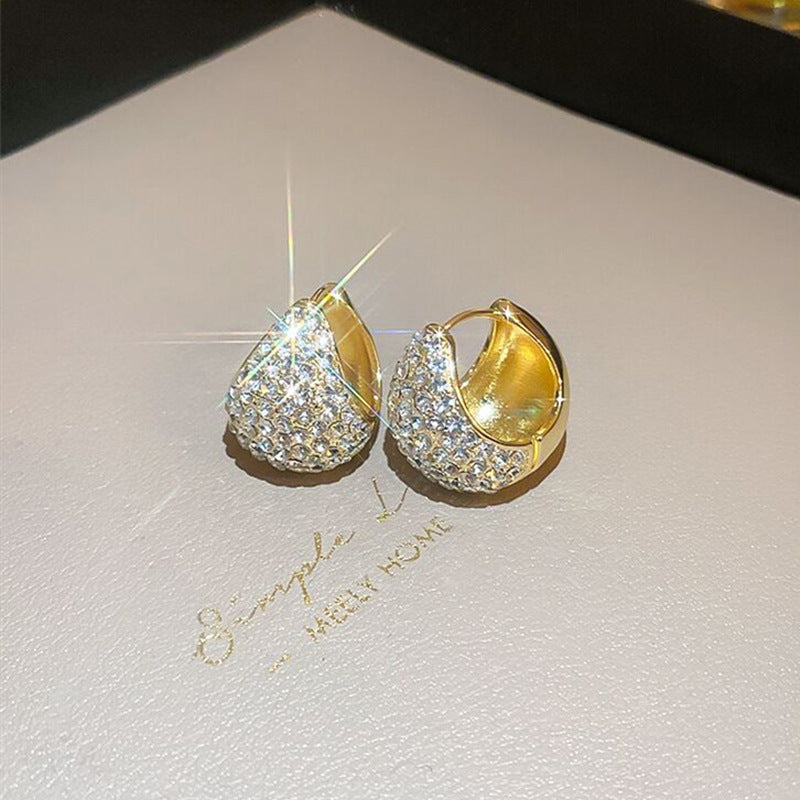 Luxury Full Diamond Clip Female Tide Graceful Earrings