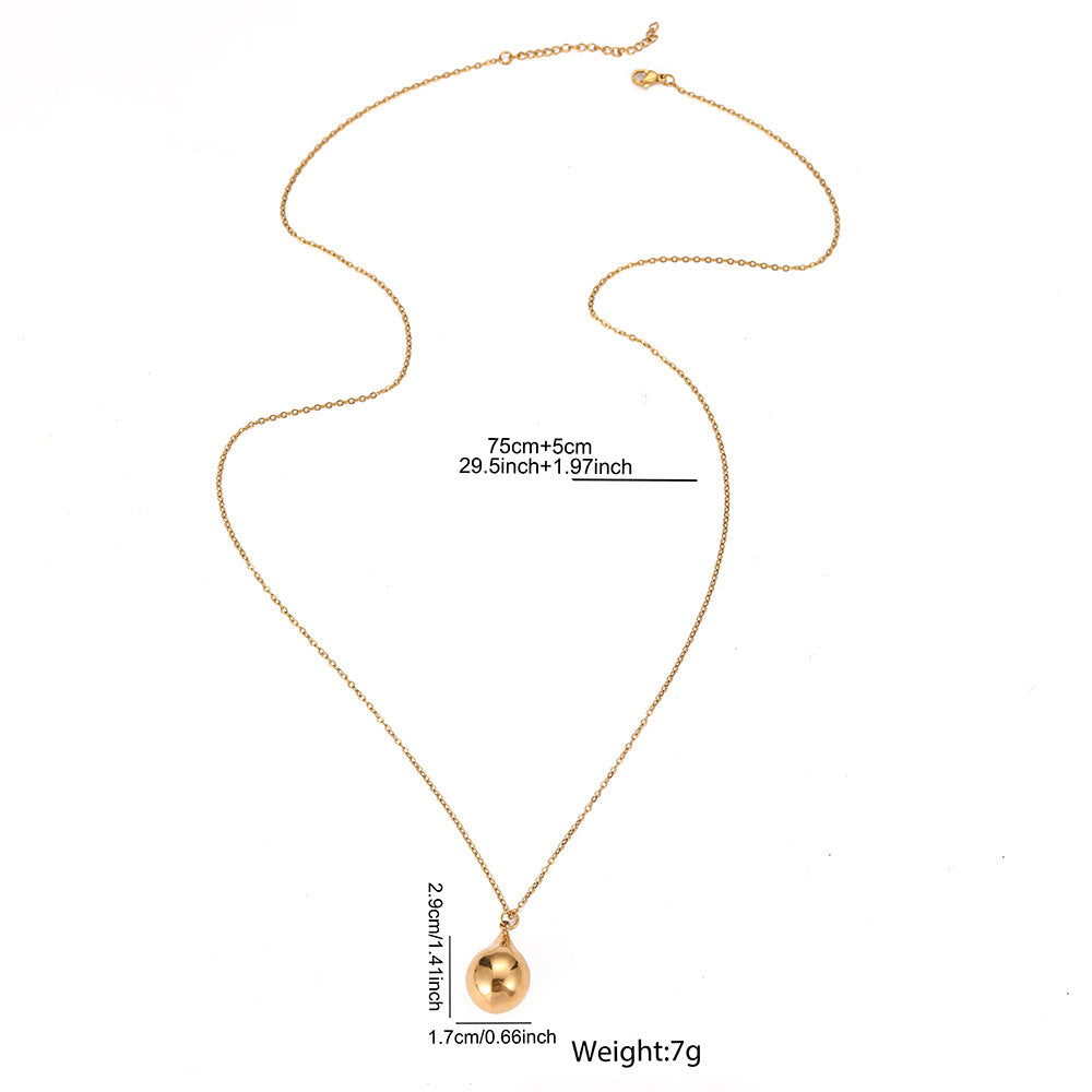 Women's Water Drops Titanium Steel Stainless Gold Bean Pendants