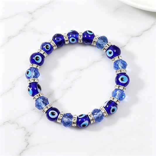 Devil's Eye Crystal Blue Evil Beaded Elastic Bracelet
