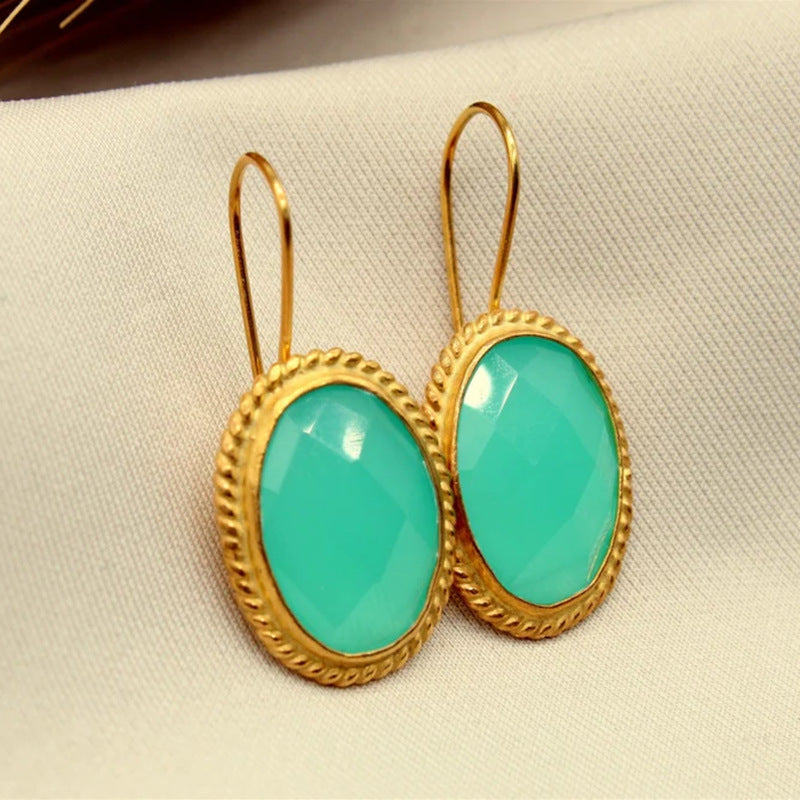 Durable Drop-shaped Blue Gem Handmade Drop Rings