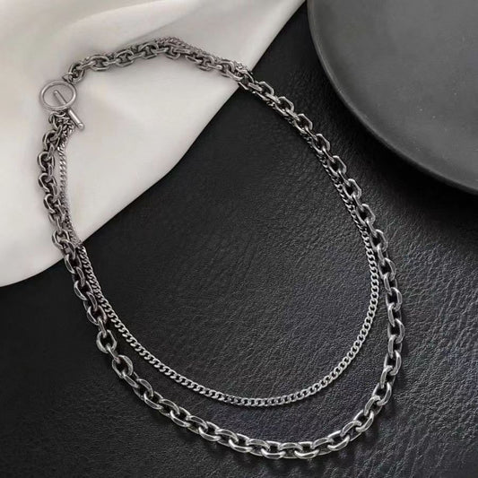 Women's & Men's Personalized Buckle Fashion Street Double Layer Necklaces