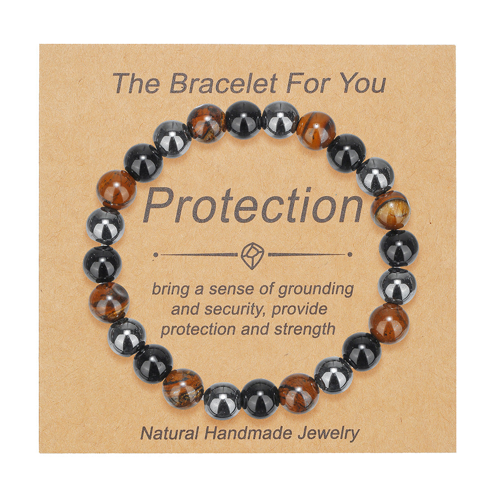 Fashion Natural Stone Tigereye Pink Crystal Bracelet