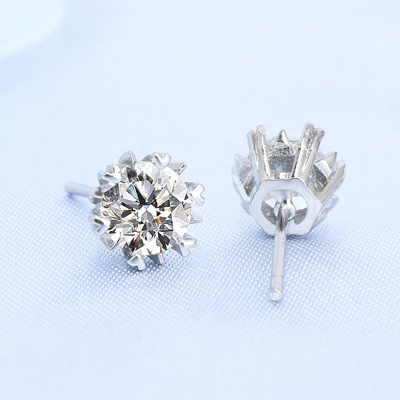 Women's Live Broadcast Karat Simple Snowflake Diamond For Stud Earrings