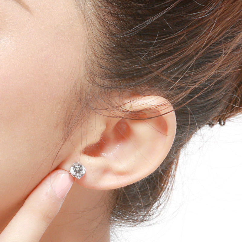 Men's Stainless Steel Zircon Korean Rhinestone Fashion Ear Earrings