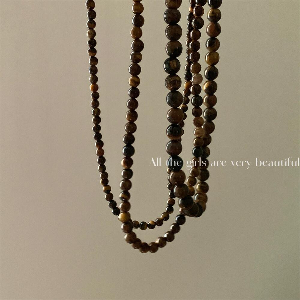 Advanced Simple Retro Handmade Beaded Twin Tigereye Necklaces