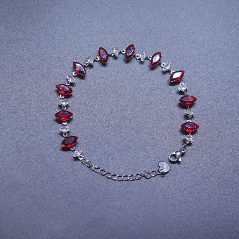 Women's Ruby Diamond Shiny Zircon Stainless Steel Bracelets