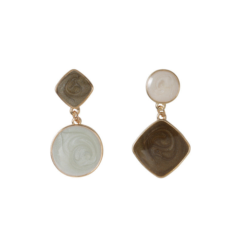 Asymmetric Simple Dripping Oil Style Painting Starry Stud Earrings