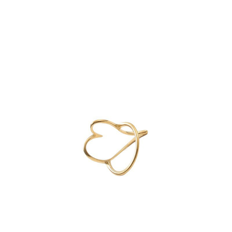 Hollow Exaggerated Large Crooked Peach Heart Titanium Steel Gold Bracelet