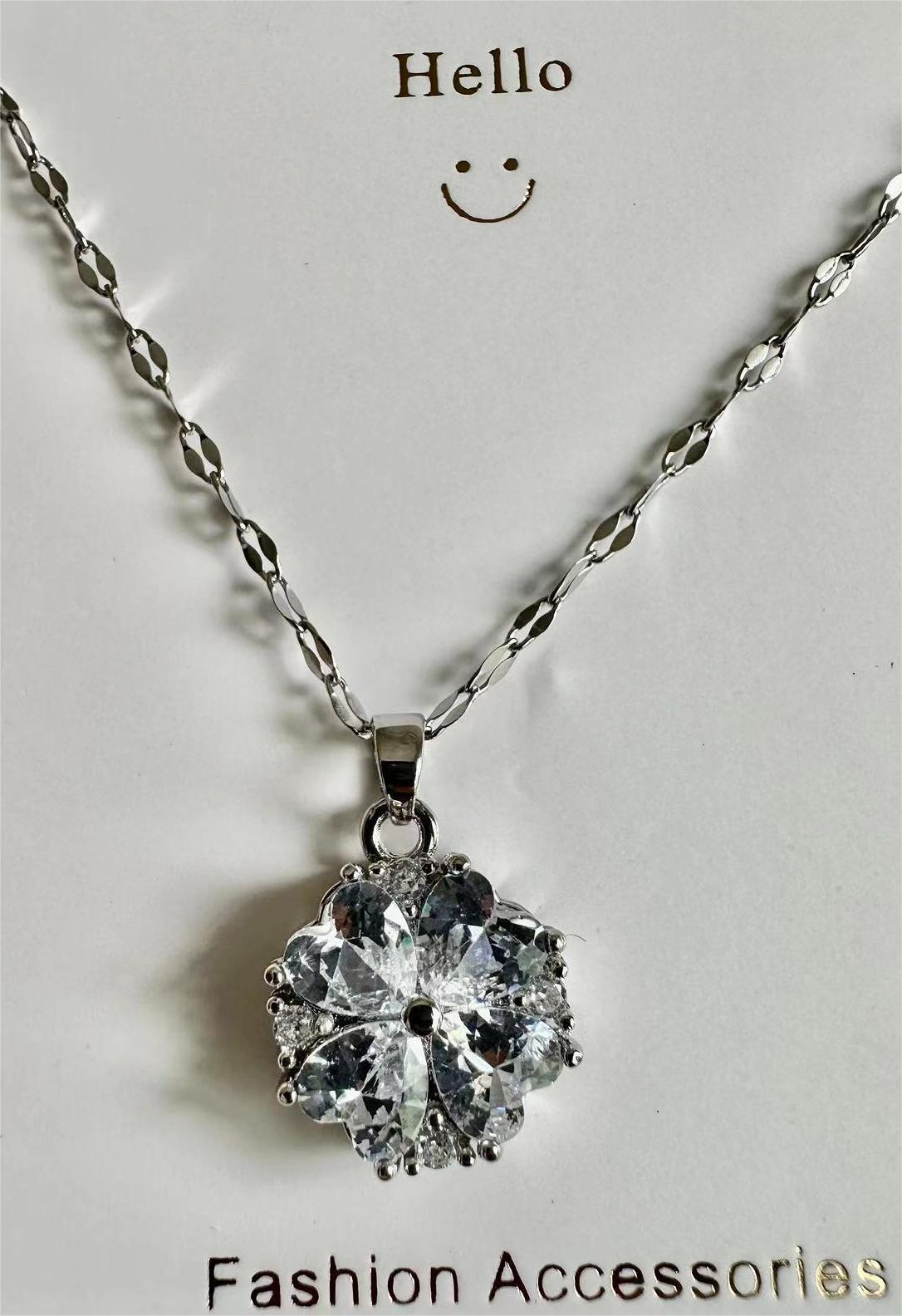 Women's Color Zircon Titanium Steel Clavicle Chain Necklace