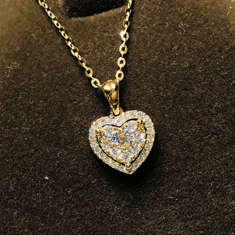 Women's Light Luxury Minority Metal Heart-shaped Zircon Advanced Design Sense Summer Necklaces