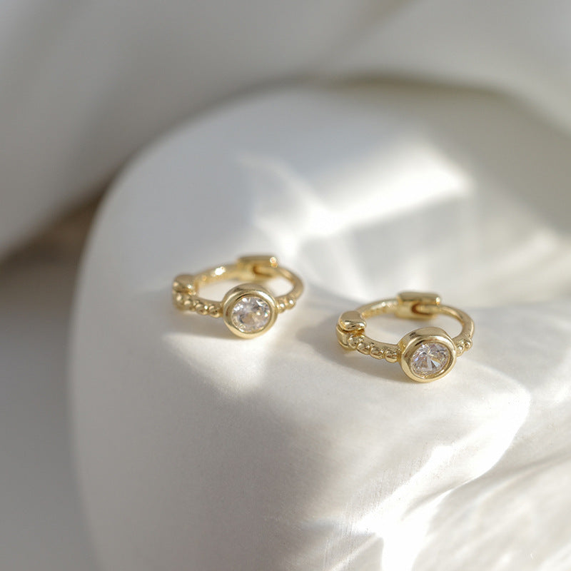 Zircon Round Design Trendy Frosty Style Ear Buckle