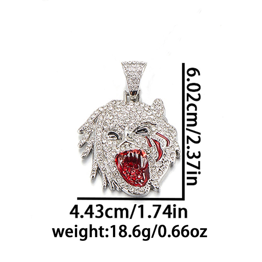 Women's & Men's Full Diamond Three-dimensional Gold Tooth Tongue Dollar Necklaces