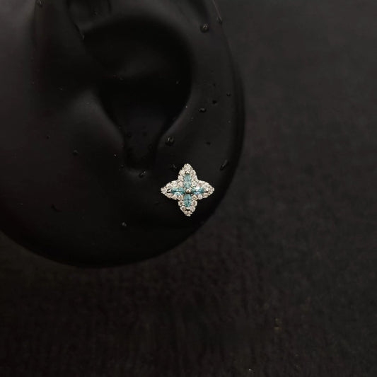 Women's Spiral Temperament Flash Four Leaf Clover Ear Tooth Mouth Bone Stud Earrings