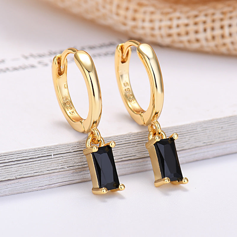 Sier Needle Export Sale Rectangular Color Earrings