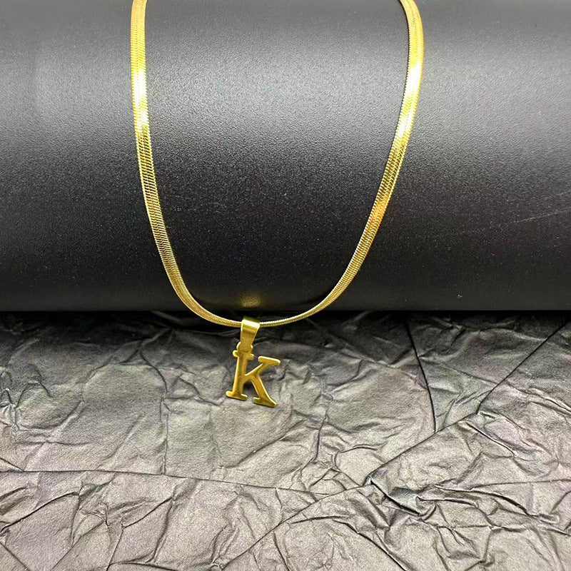 Letter Blade Chain Stainless Steel Material Necklaces