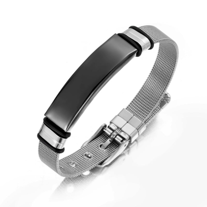 Glossy Can Carve Writing Stainless Couple Inscribed Medical Mark Bracelet