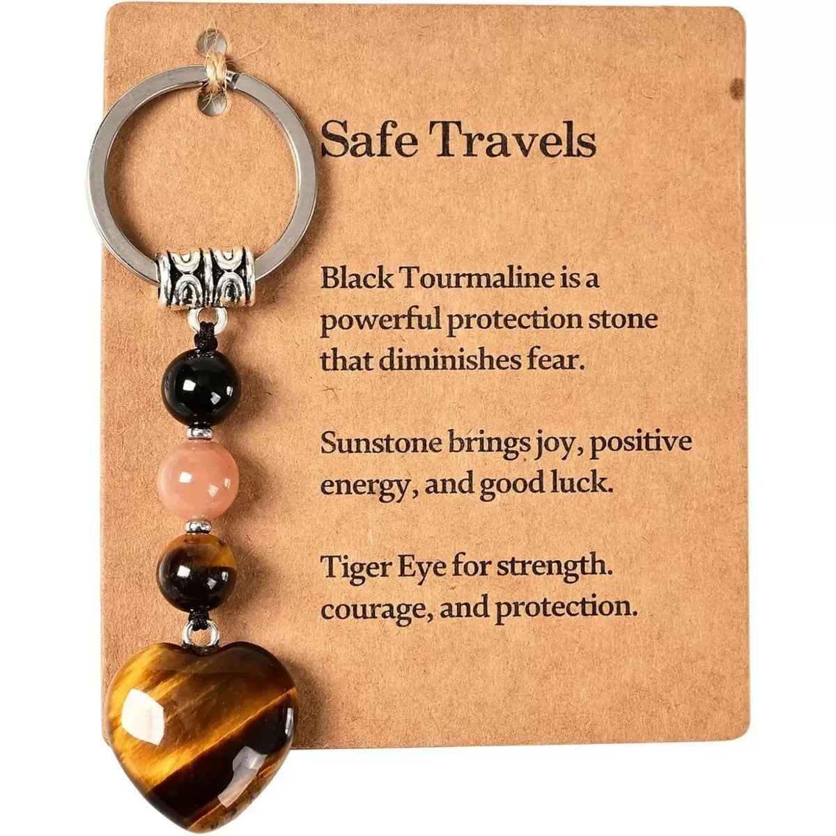Crystal Key Chain Mixed Color Chalcedony Beaded Steel Rings