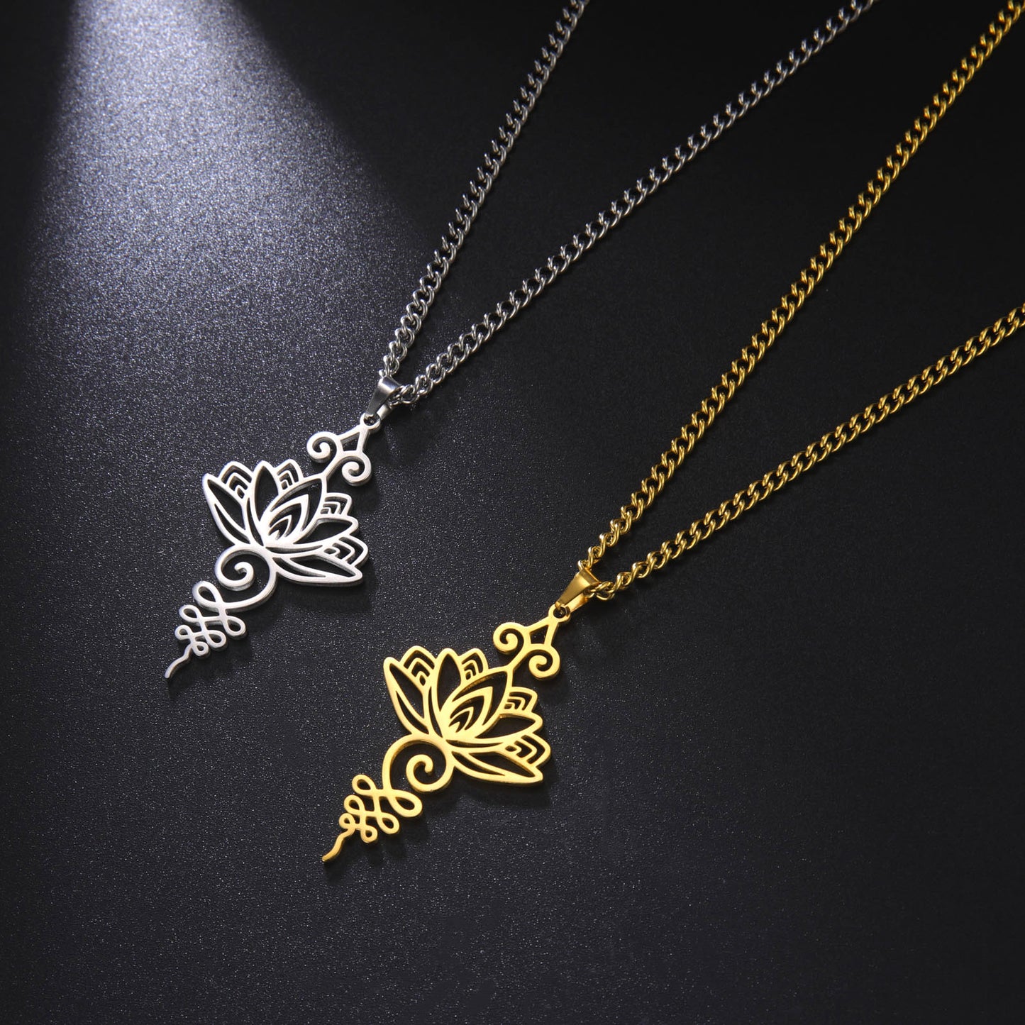 Cut Stainless Steel Lotus Ethnic Han Elements Personality Necklace