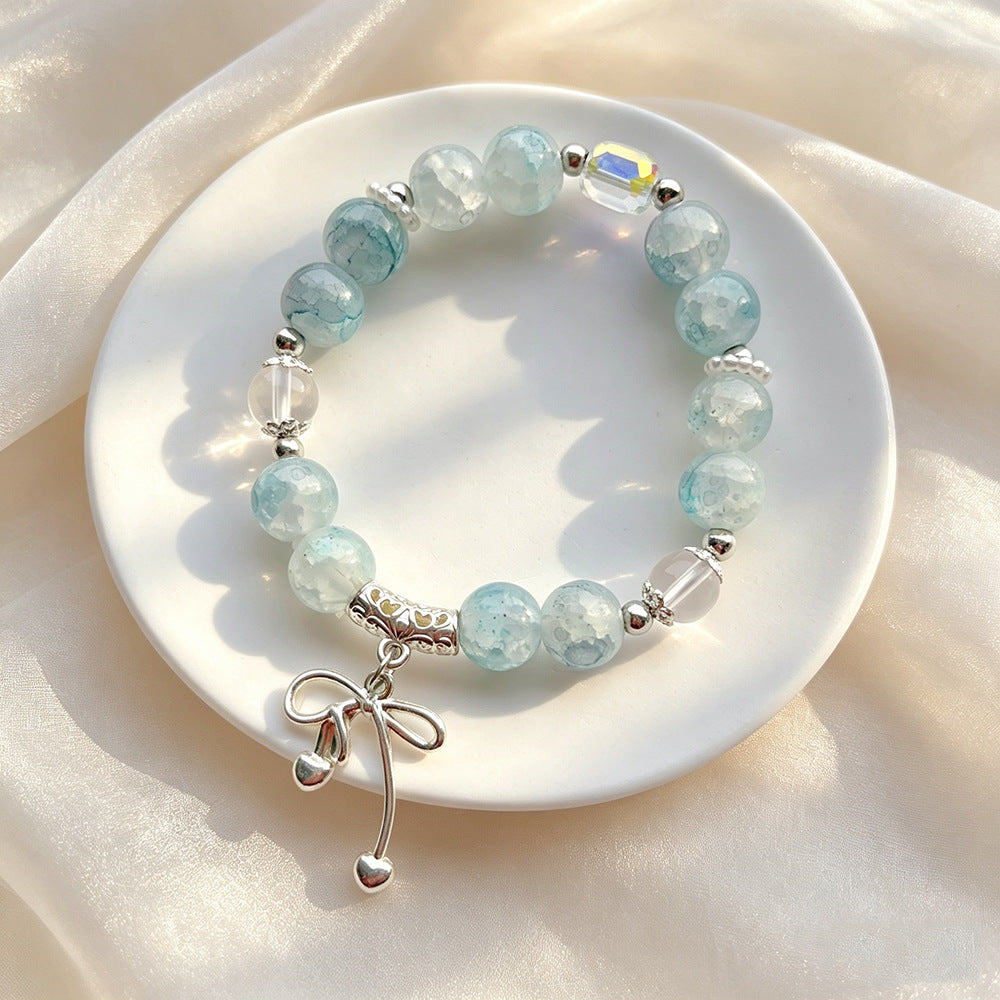 Women's Candy Color Floating Flowers Glazed Bow Cultural Creative Scenic Bracelet