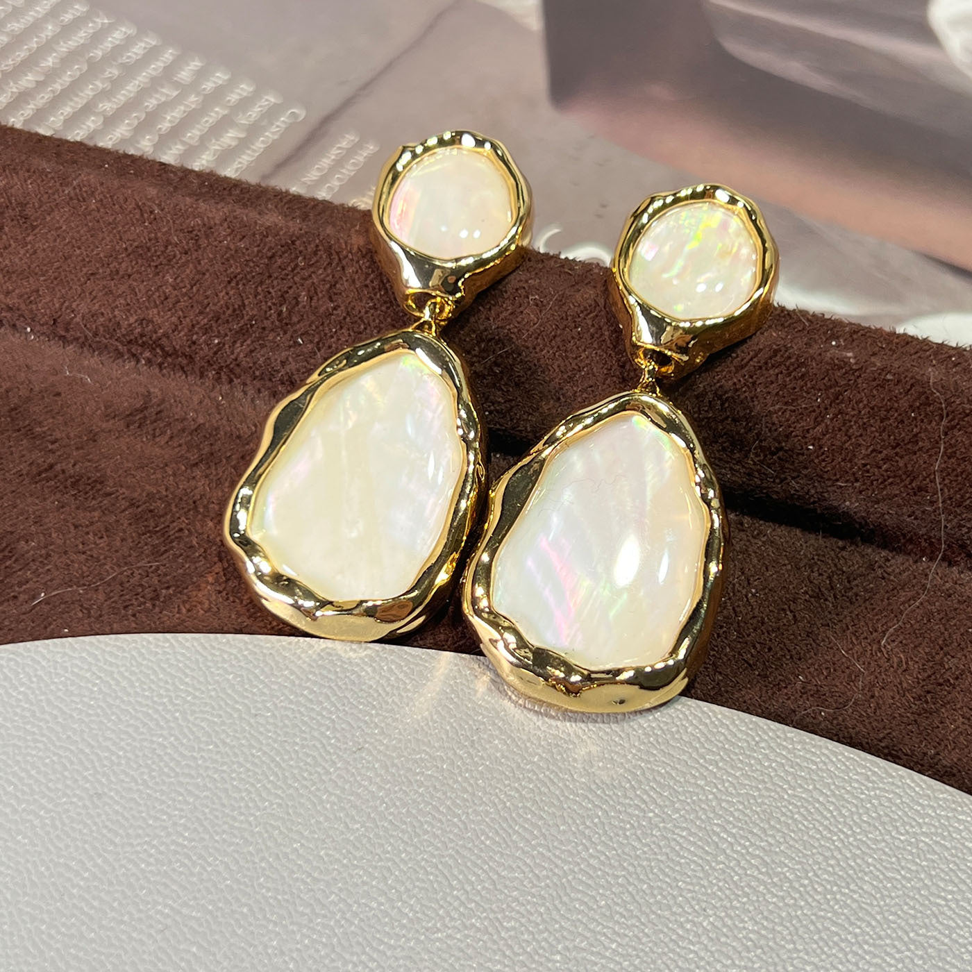 Women's Abalone Shell Series Gold Plated Environmental Protection Fashion French High-grade Earrings