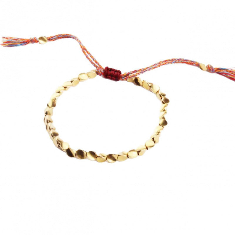 Women's Winding Woven Stylish Good Texture Gift Drawable Shaped Copper Bead Bracelet