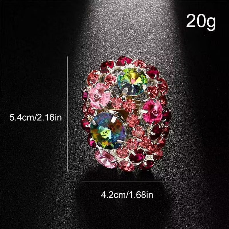 Women's Oval Exaggerated Rhinestone Open Personal Ring