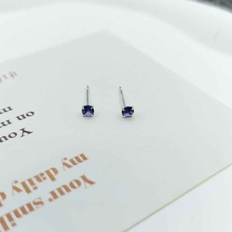 Sier Pin Simple Exquisite Petite Ear Stud Earrings