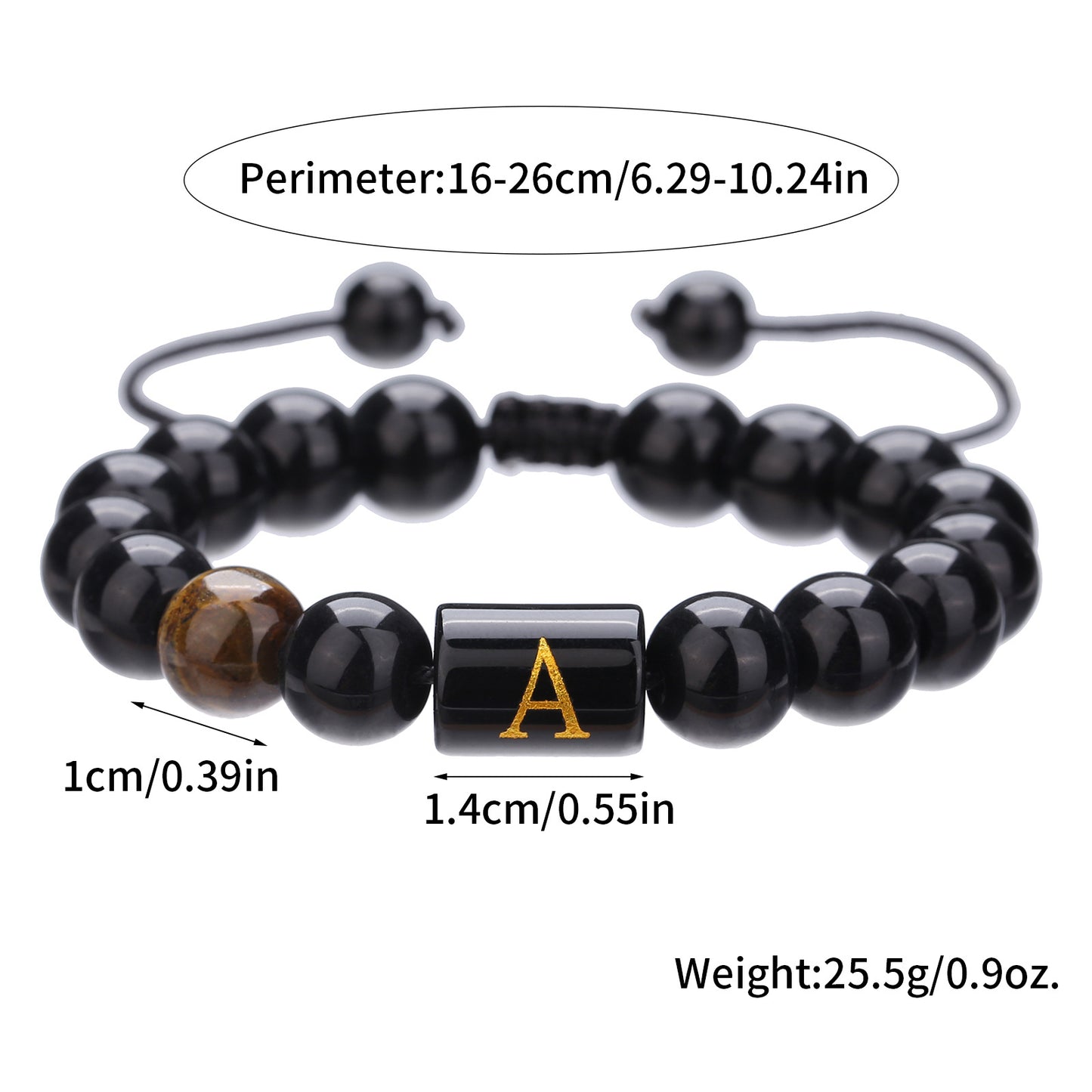 Live Streaming Black Agate Beads Male Letter Bracelets