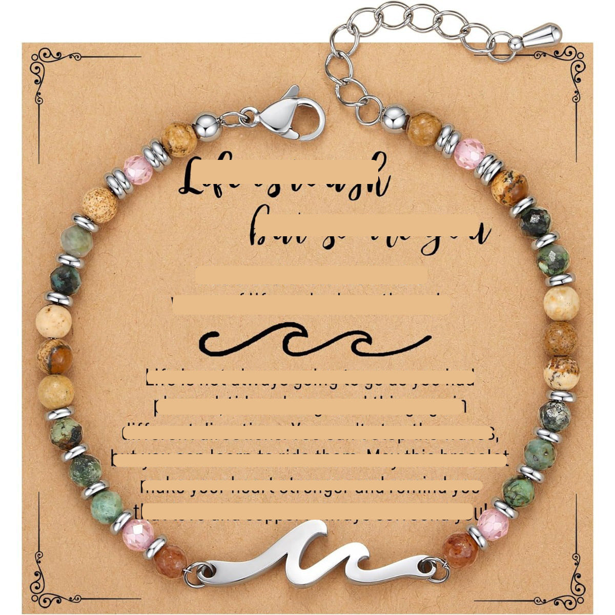 Natural Turquoise Cross Picture Stone Pink Crystal Bracelets