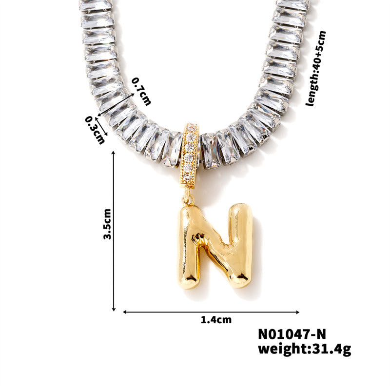 Zircon Letter English High Sense Simple Necklaces